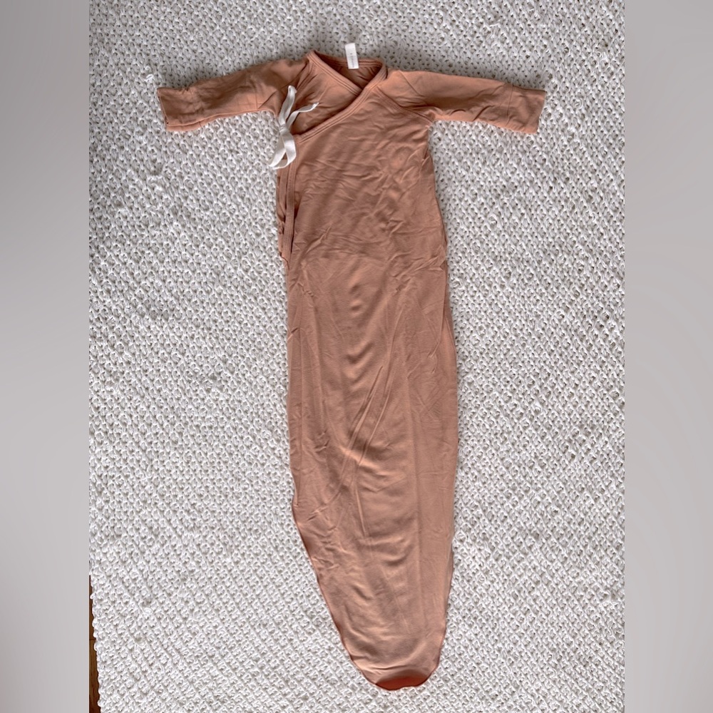 honey babe clothing knotted kimono gown in camel color